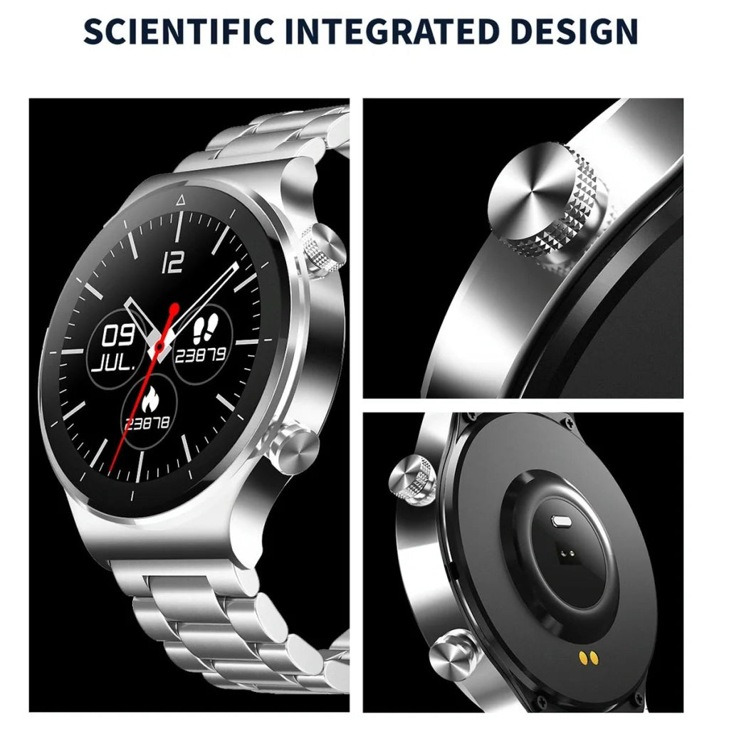 1.28 Inch Touch Colour Screen Smart Watch Black - Leather