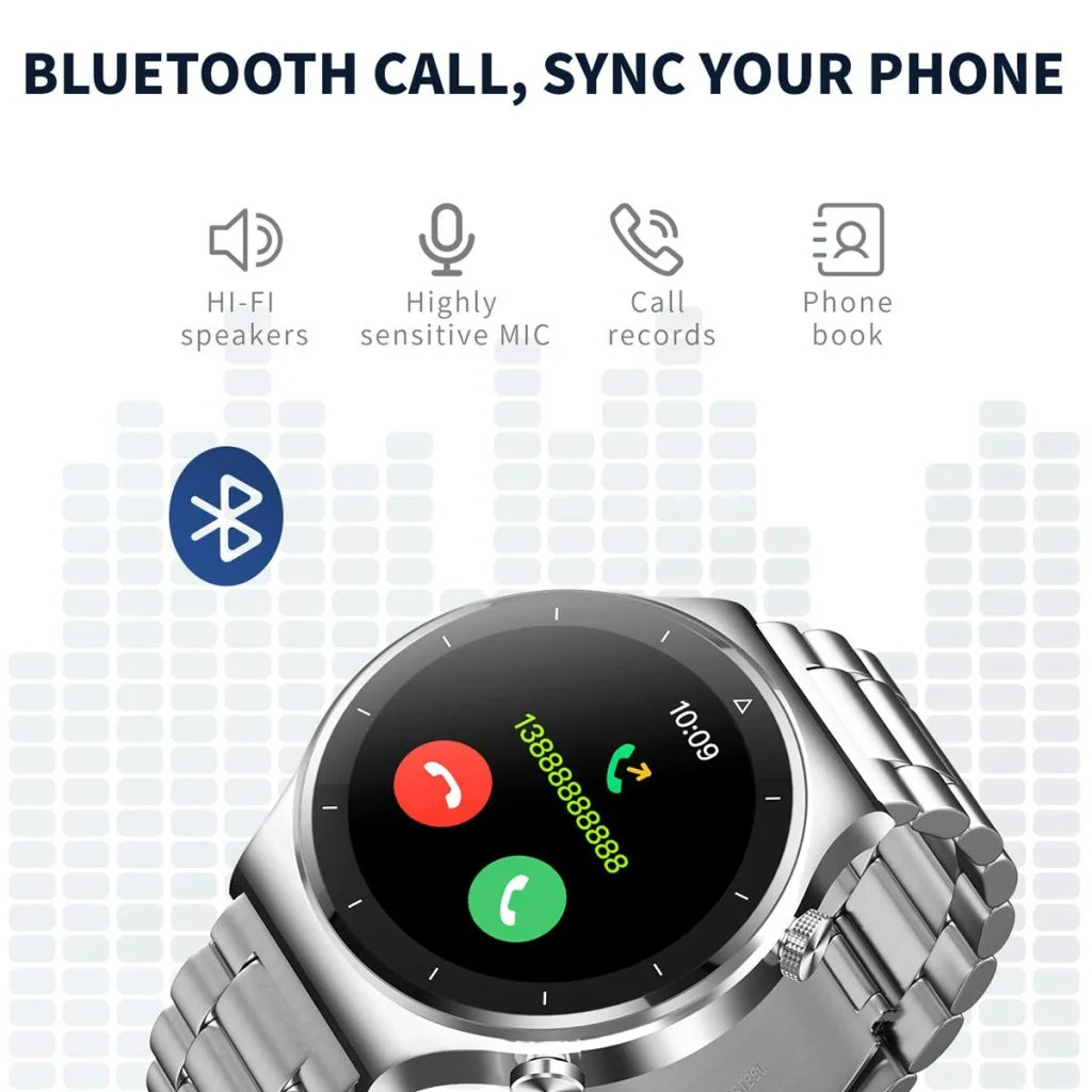 1.28 Inch Touch Colour Screen Smart Watch Black - Leather