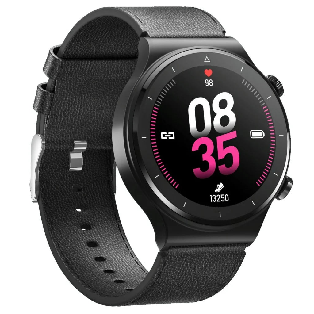 1.28 Inch Touch Colour Screen Smart Watch Black - Leather