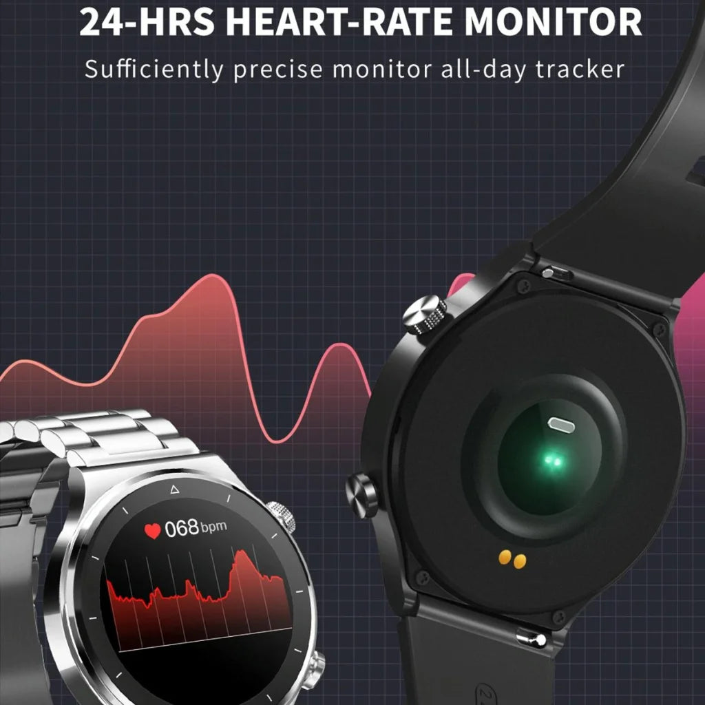 1.28 Inch Touch Colour Screen Smart Watch Black - Leather