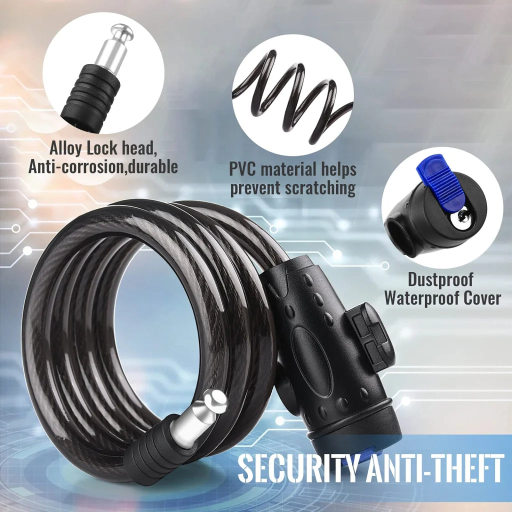 1.2m 2 Keys Bicycle Lock Bike Cable Locks Motorcycle Lock