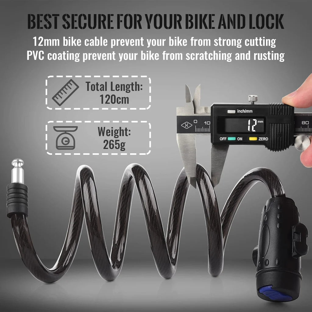 1.2m 2 Keys Bicycle Lock Bike Cable Locks Motorcycle Lock
