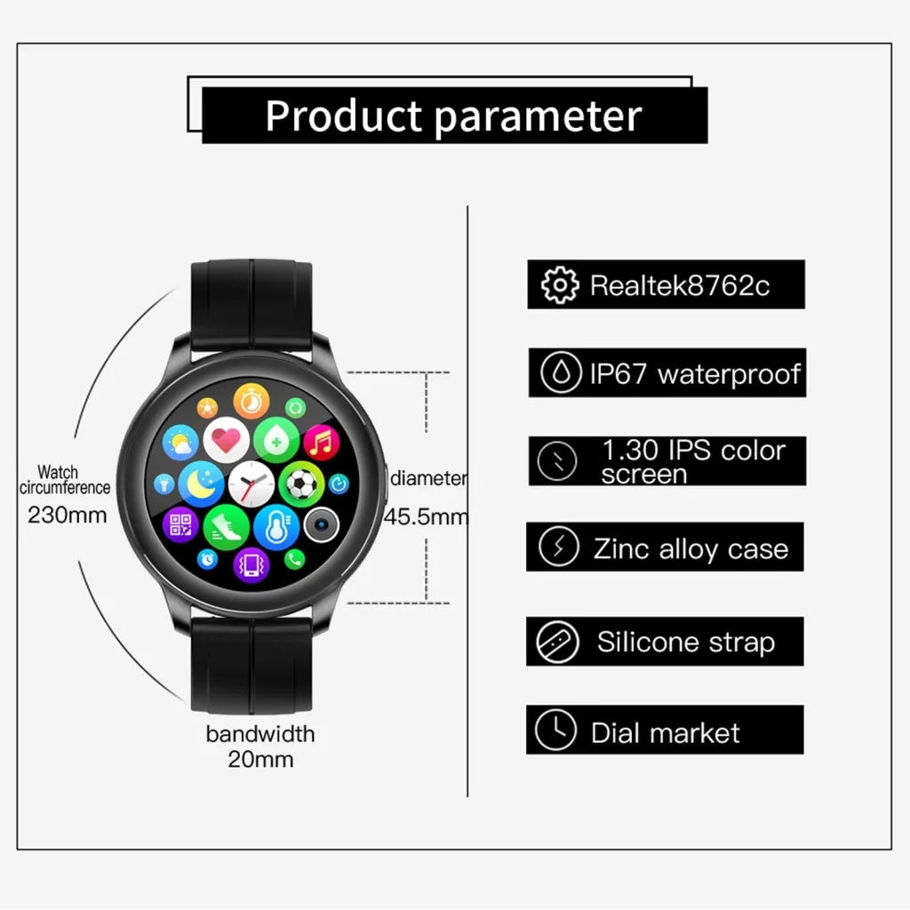 1.3 Inch Ips Colour Screen Ip67 Waterproof Smart Watch
