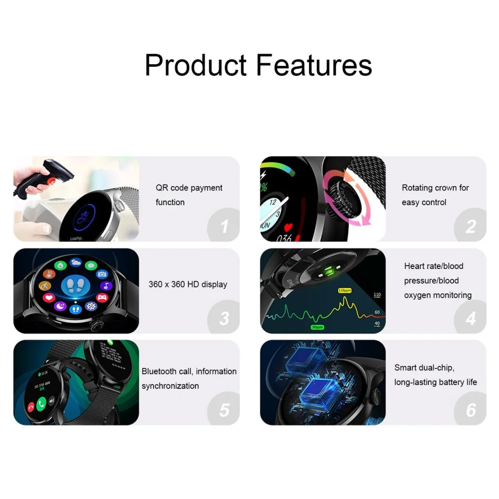 1.32 Inch Heart Rate Monitoring Smart Watch With Payment