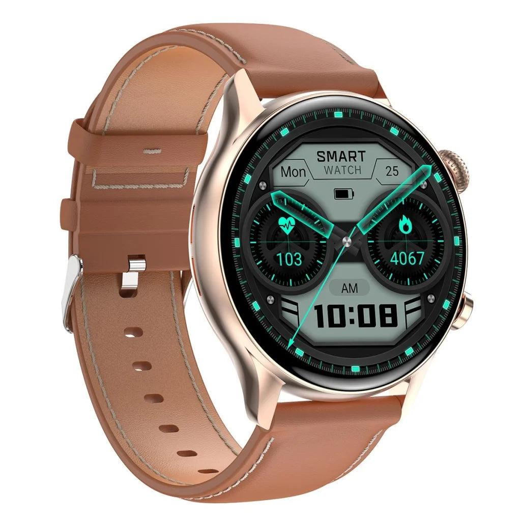 1.36 Inch Amoled Screen Leather Strap Smart Watch Support