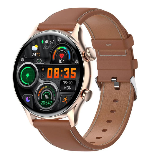 1.36 Inch Amoled Screen Leather Strap Smart Watch Support