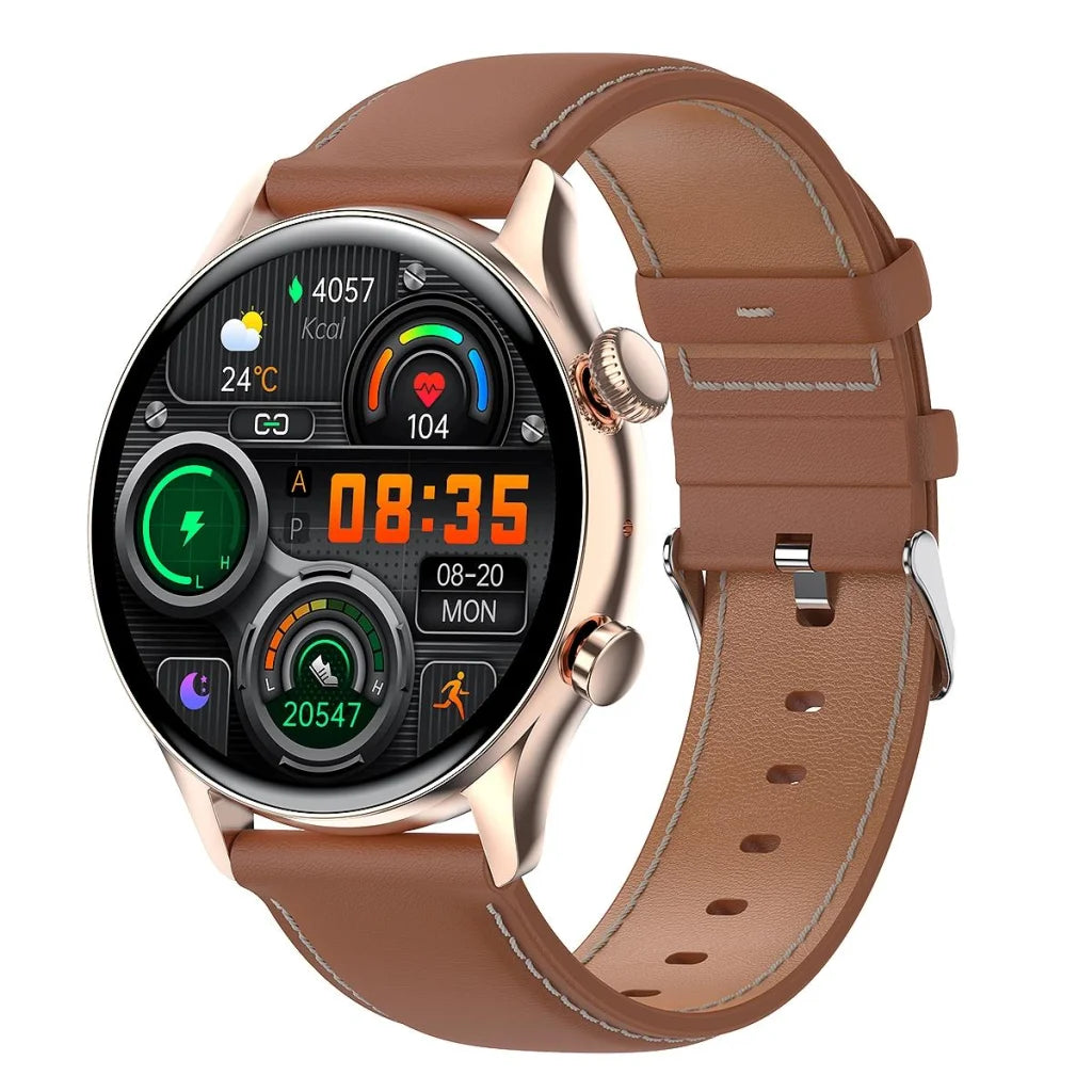 1.36 Inch Amoled Screen Leather Strap Smart Watch Support