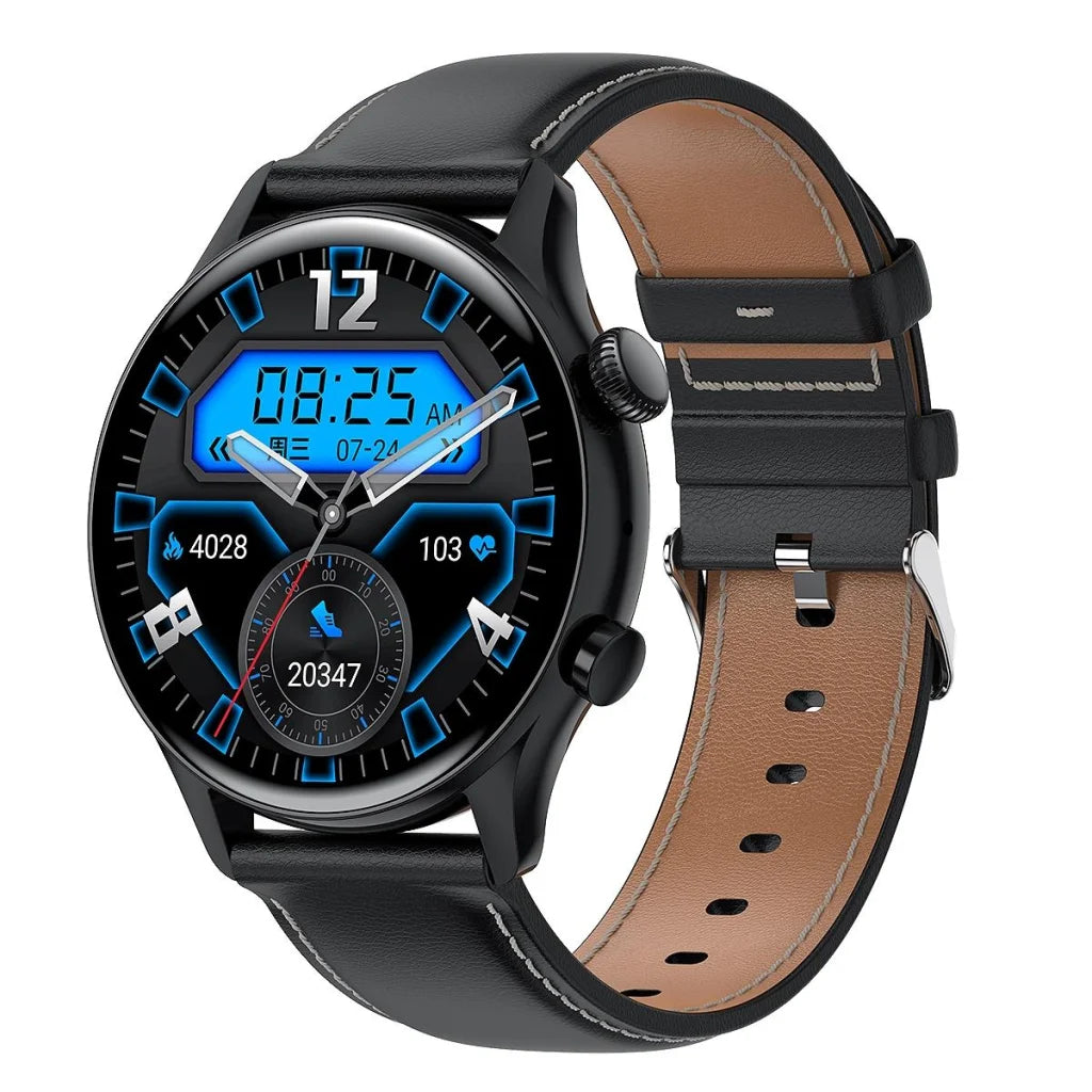 1.36 Inch Amoled Screen Leather Strap Smart Watch Support