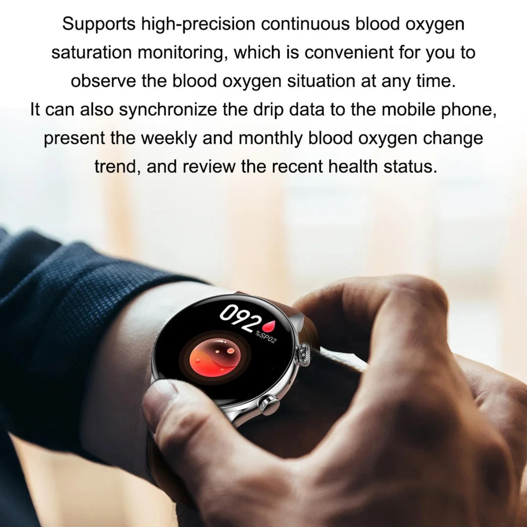 1.36 Inch Amoled Screen Leather Strap Smart Watch Support