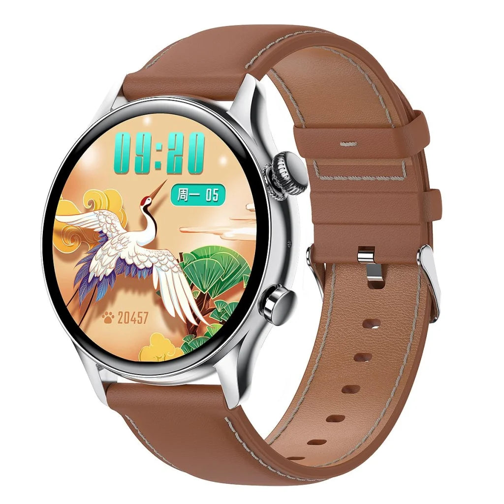 1.36 Inch Amoled Screen Leather Strap Smart Watch Support