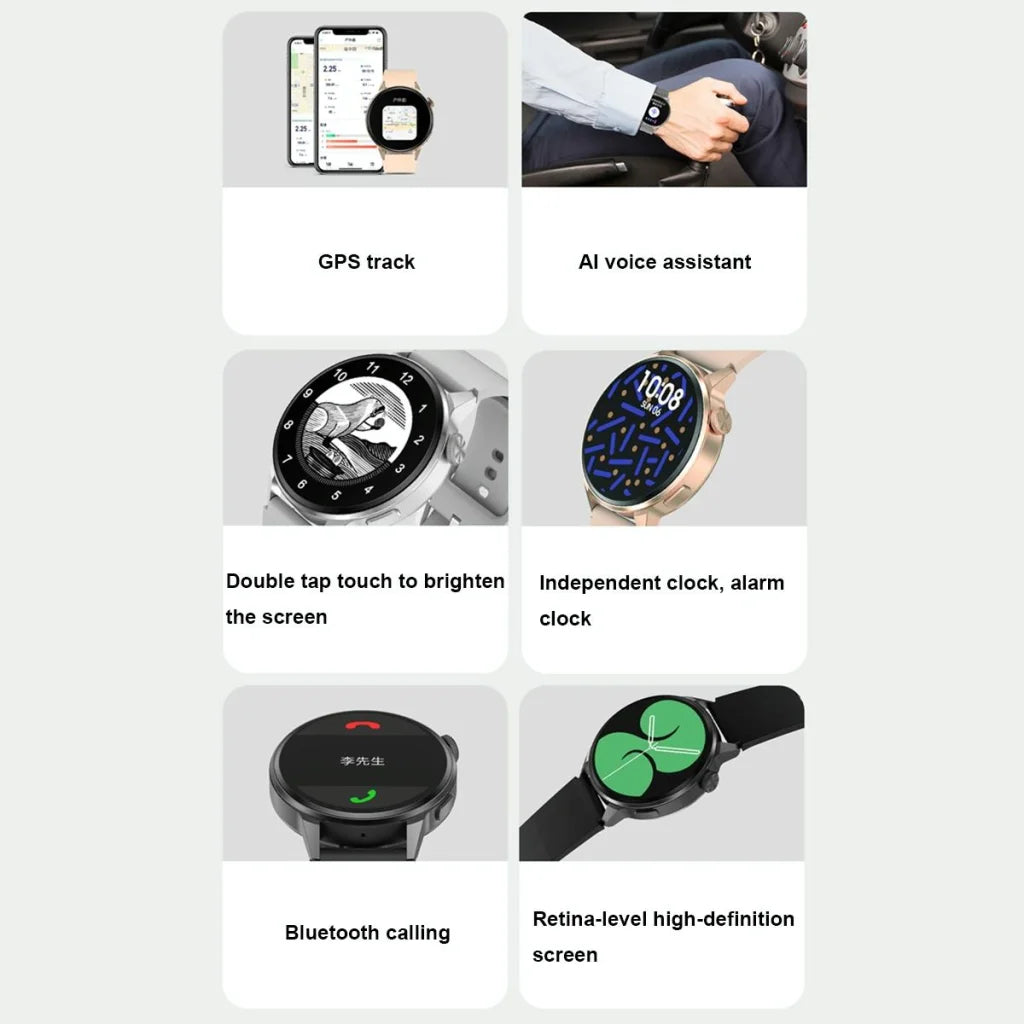 1.36 Inch Hd Screen Nfc Smart Call Watch Gold Steel