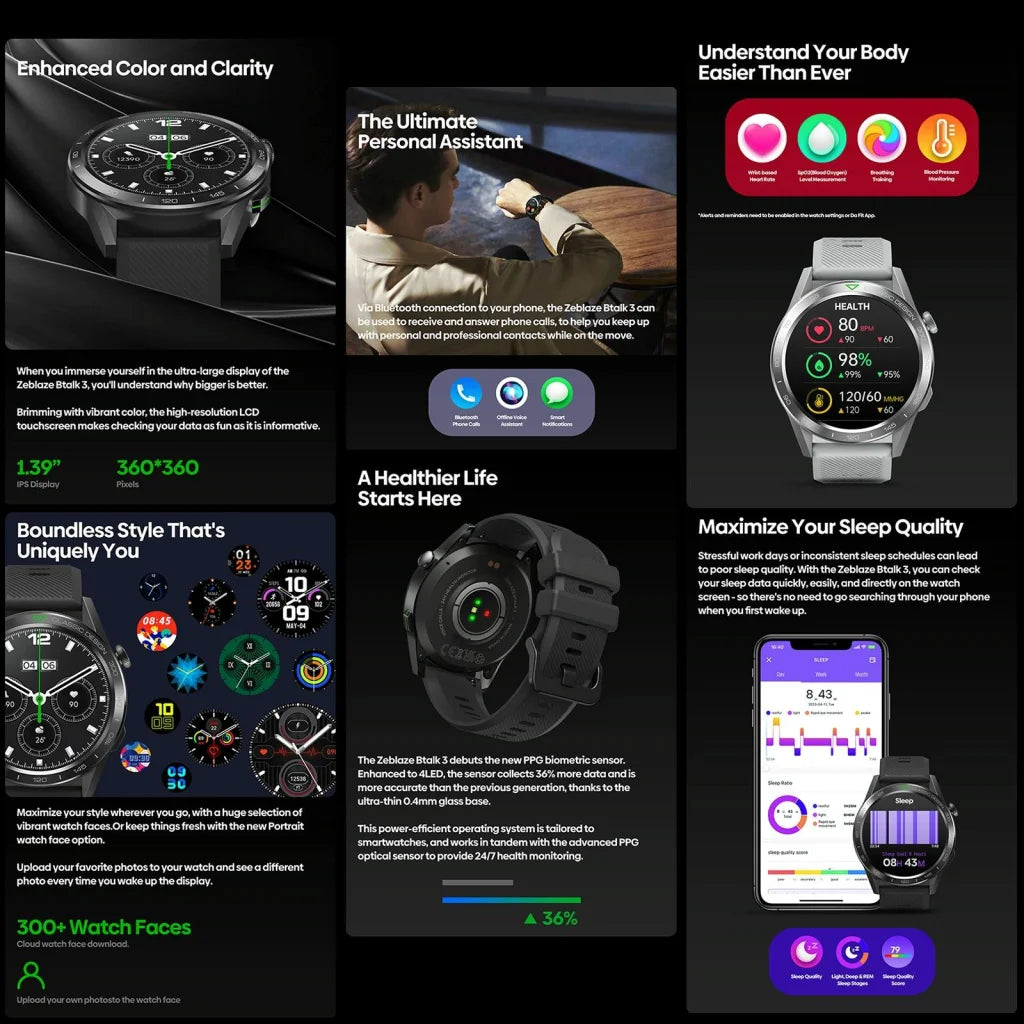 1.39 Inch Screen Voice Calling Smart Watch Support Heart