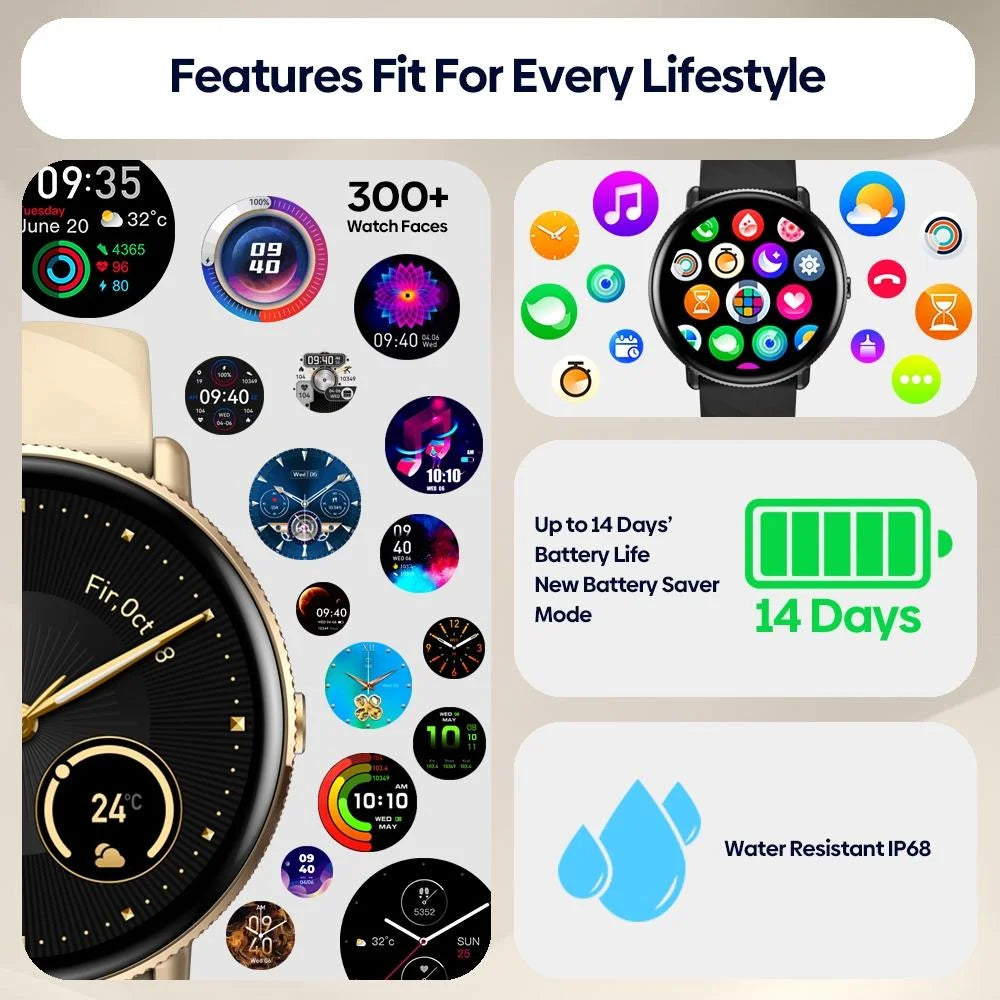 1.43 Inch Screen Voice Calling Smart Watch Support Heart