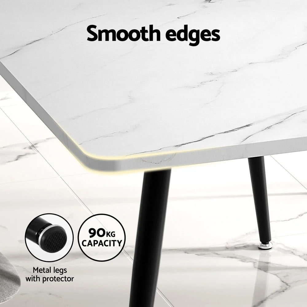 Dining table set with dining table top and straight leg frame