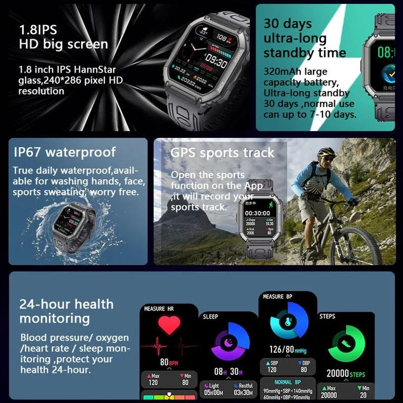 1.8 Inch Heart Rate Blood Pressure Monitoring Smart Calling