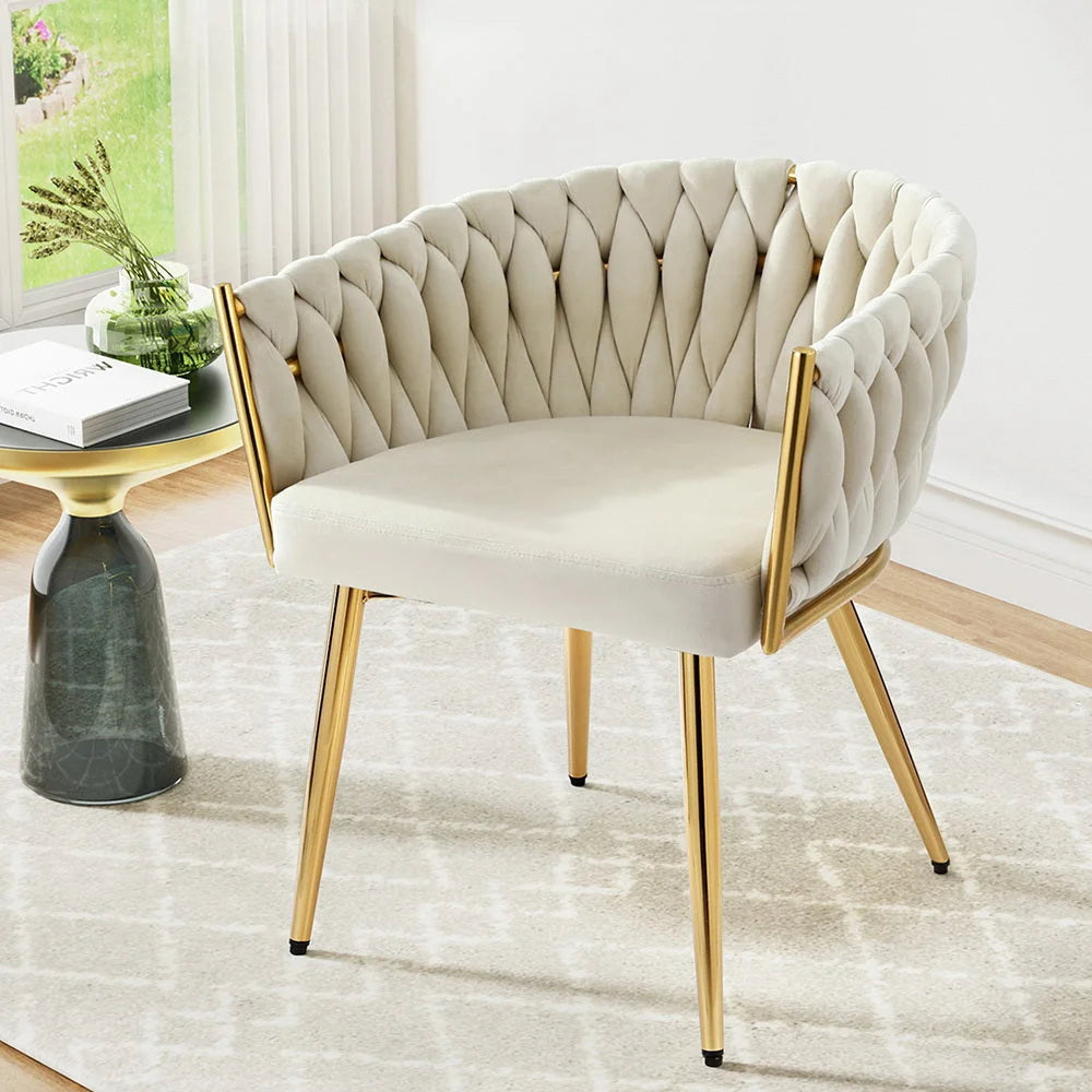 Beige dining chair with velvet armchair kitchen chairs