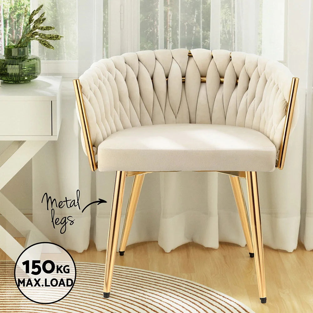 Dining chair with velvet armchair seat and backrest