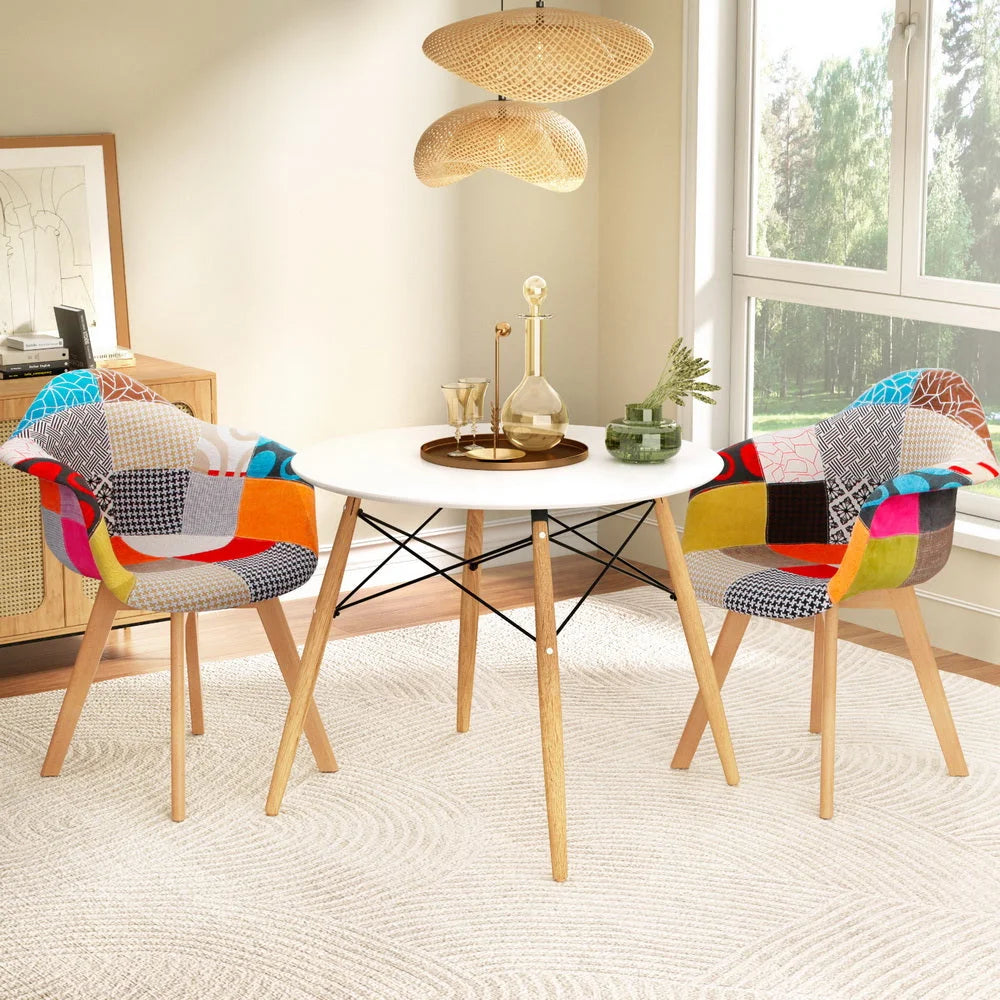 1 Artiss Dining Table and 2 Chairs Set DSW 90cm - Furniture