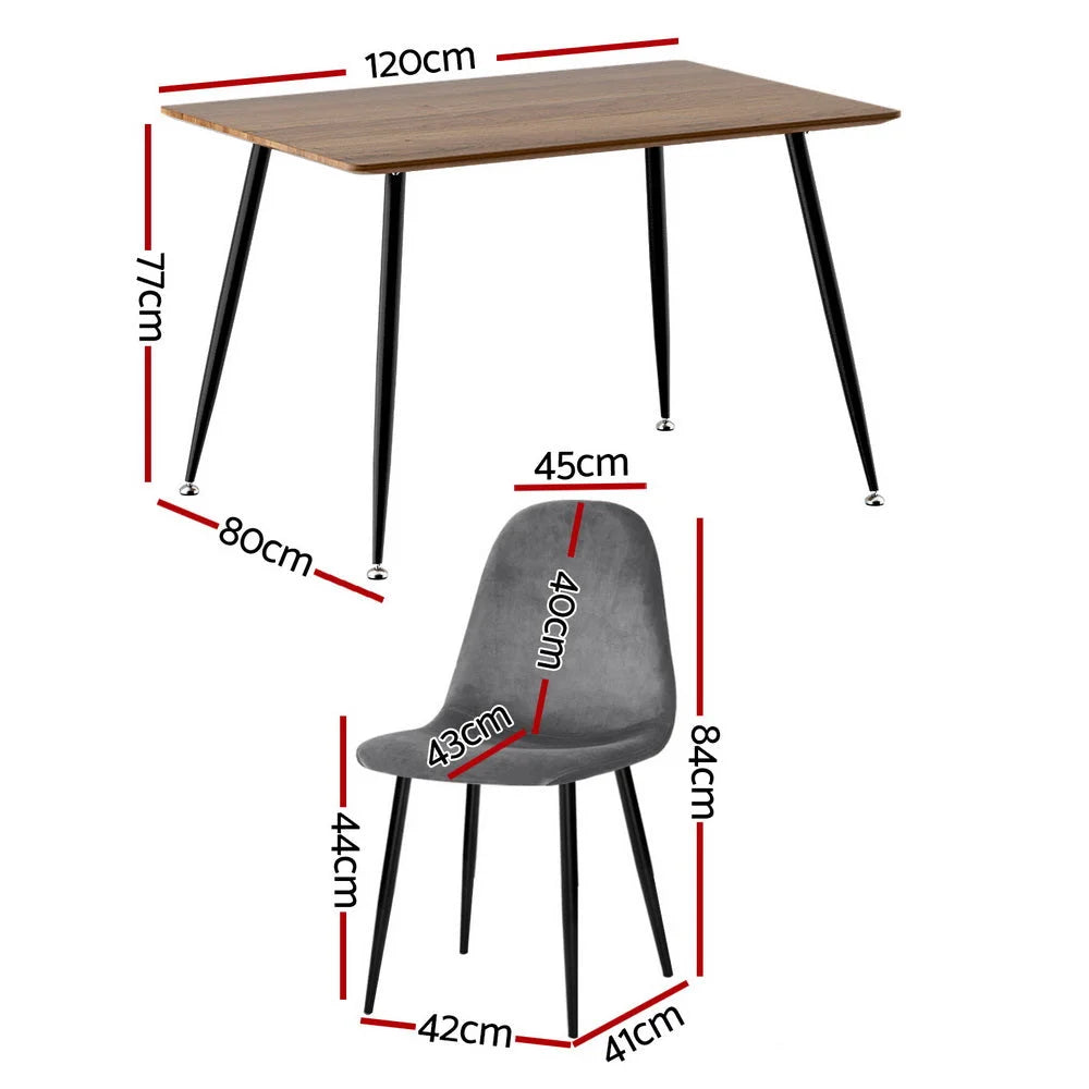 Grey metal dining chair set