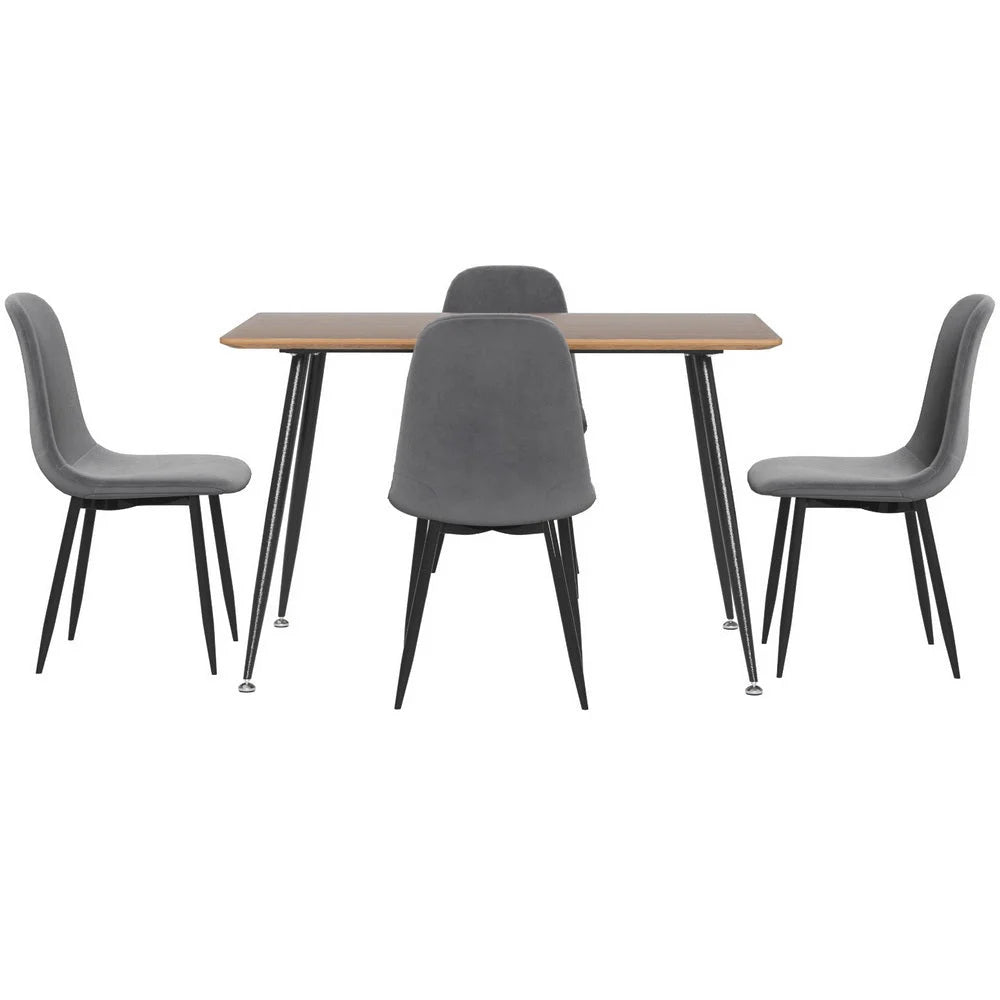Grey metal dining table set