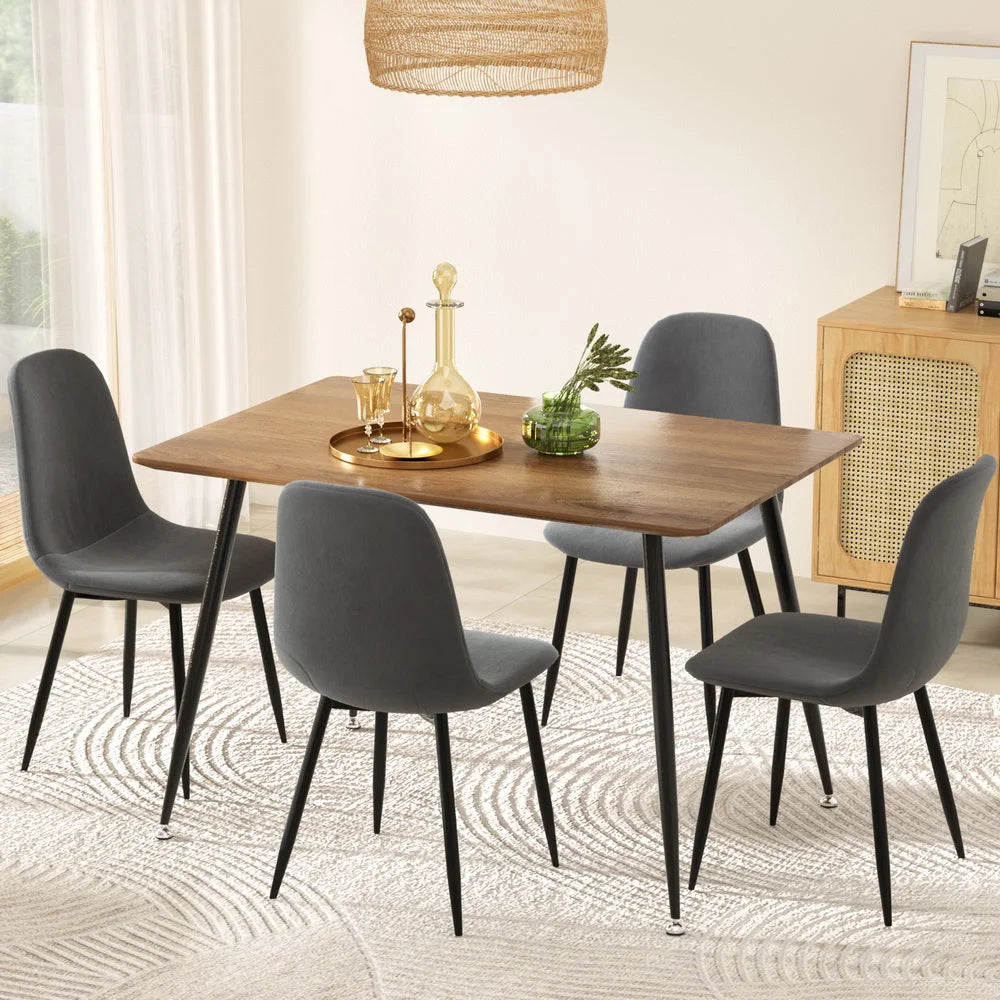 Grey metal dining table and chairs set