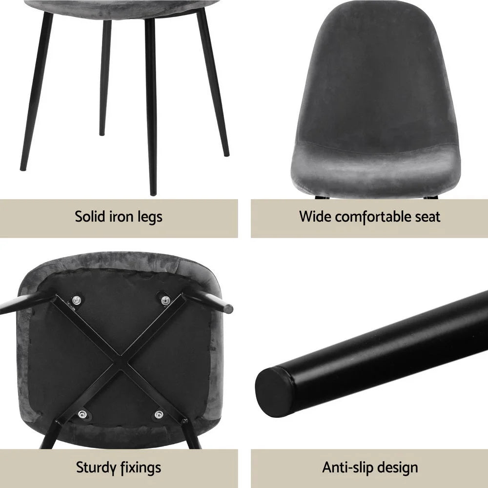 Grey metal dining table and chairs set
