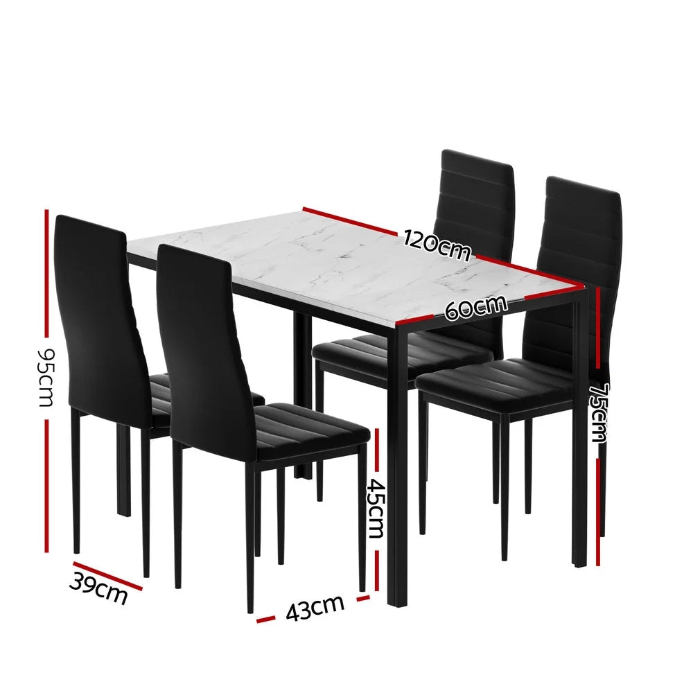 Marble dining chair set with chair legs and seat detailing