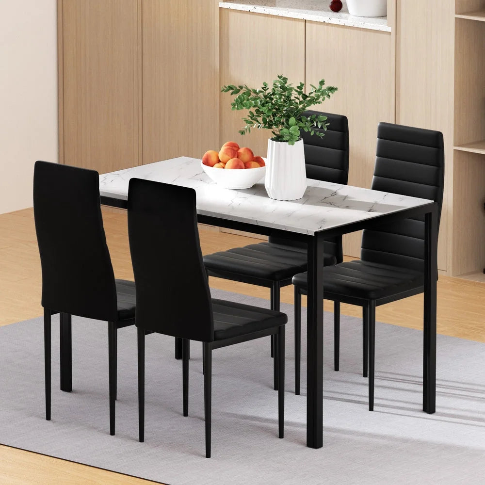 Marble dining chair set with seat padding and sturdy legs