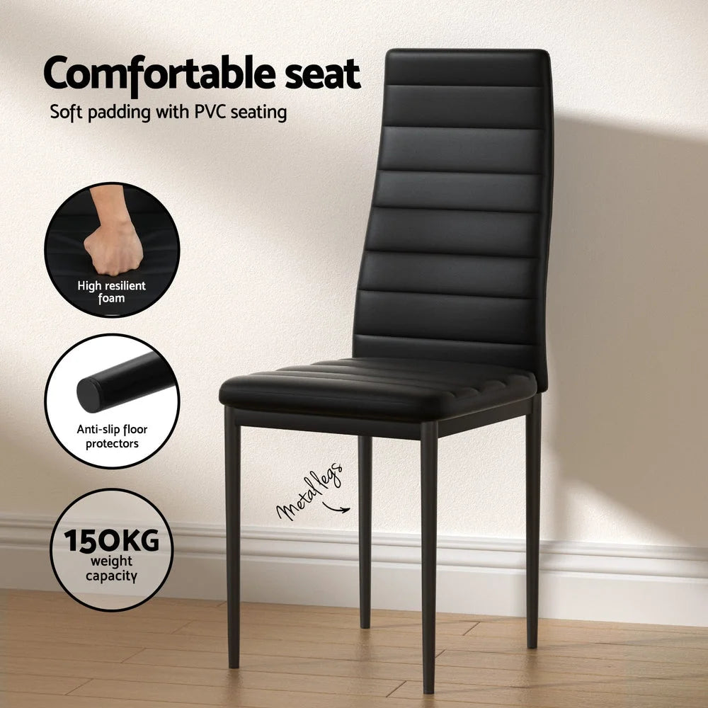 Marble dining chair set with woven seat and timber frame
