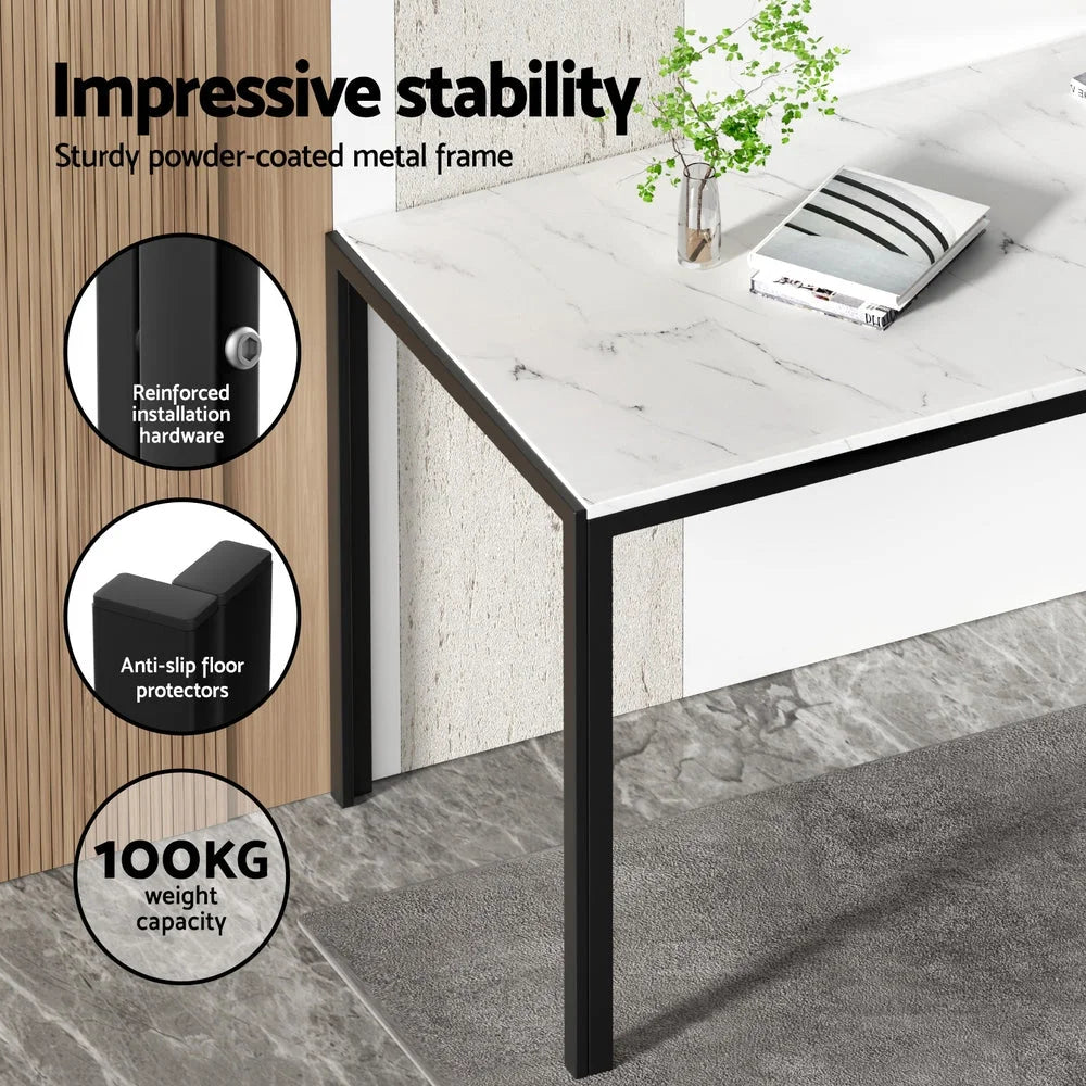 Marble dining chair set with counter-height legs and footrest