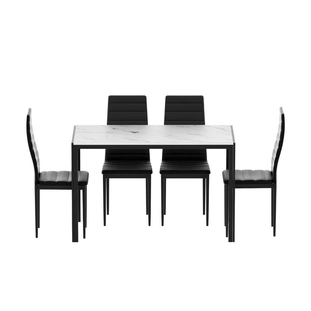 Marble dining chair set with shaped seat and supportive backrest