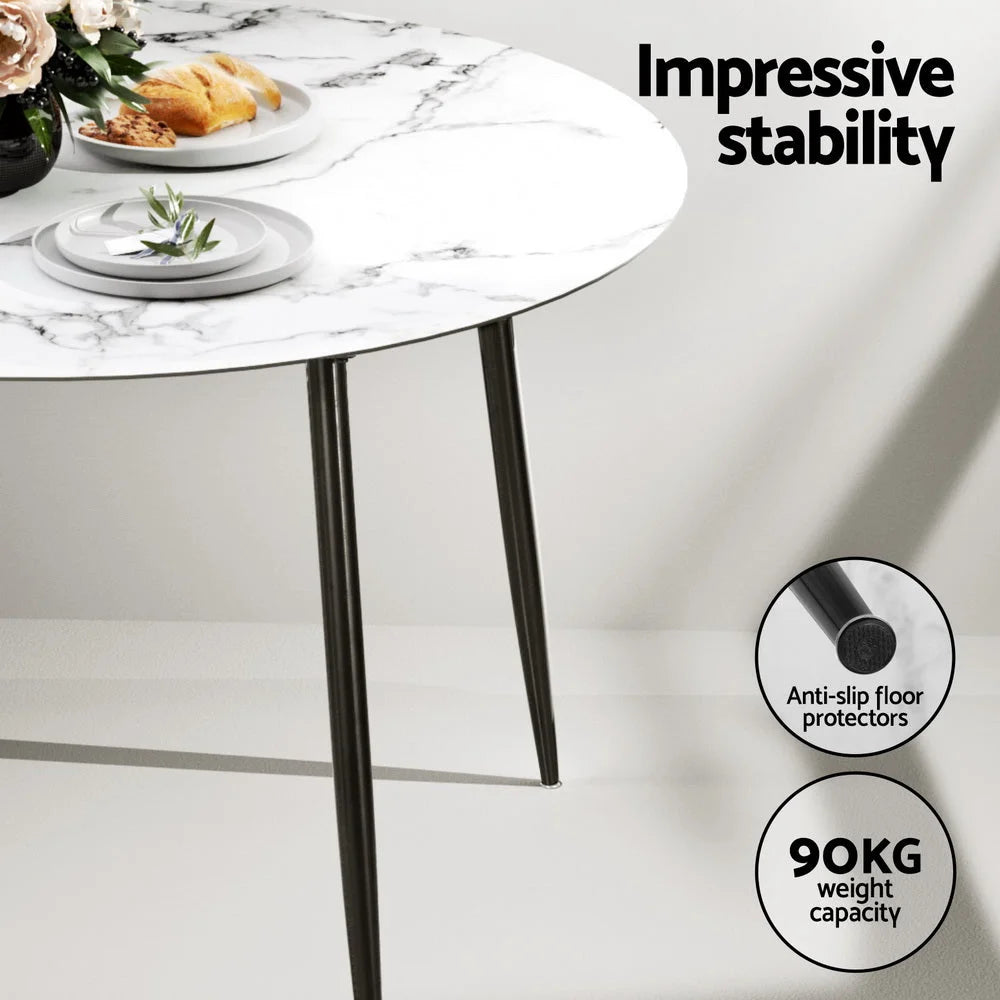 1 Artiss Dining Table and 4 Chairs Set Marble White shown for online product comparison