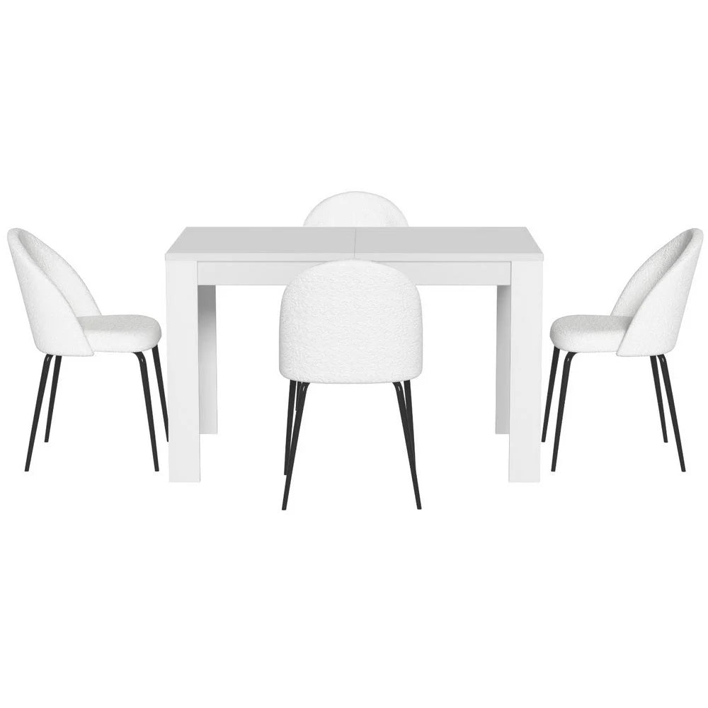 1 Artiss Dining Table and 4 Chairs Set White Sherpa