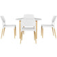 White wood dining chair set with shaped seat and supportive backrest