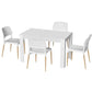 White wood dining table and chairs set