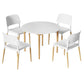 White wood dining chair set with chair legs and seat detailing