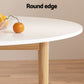 White wood dining chair set with cushioned seat and curved backrest