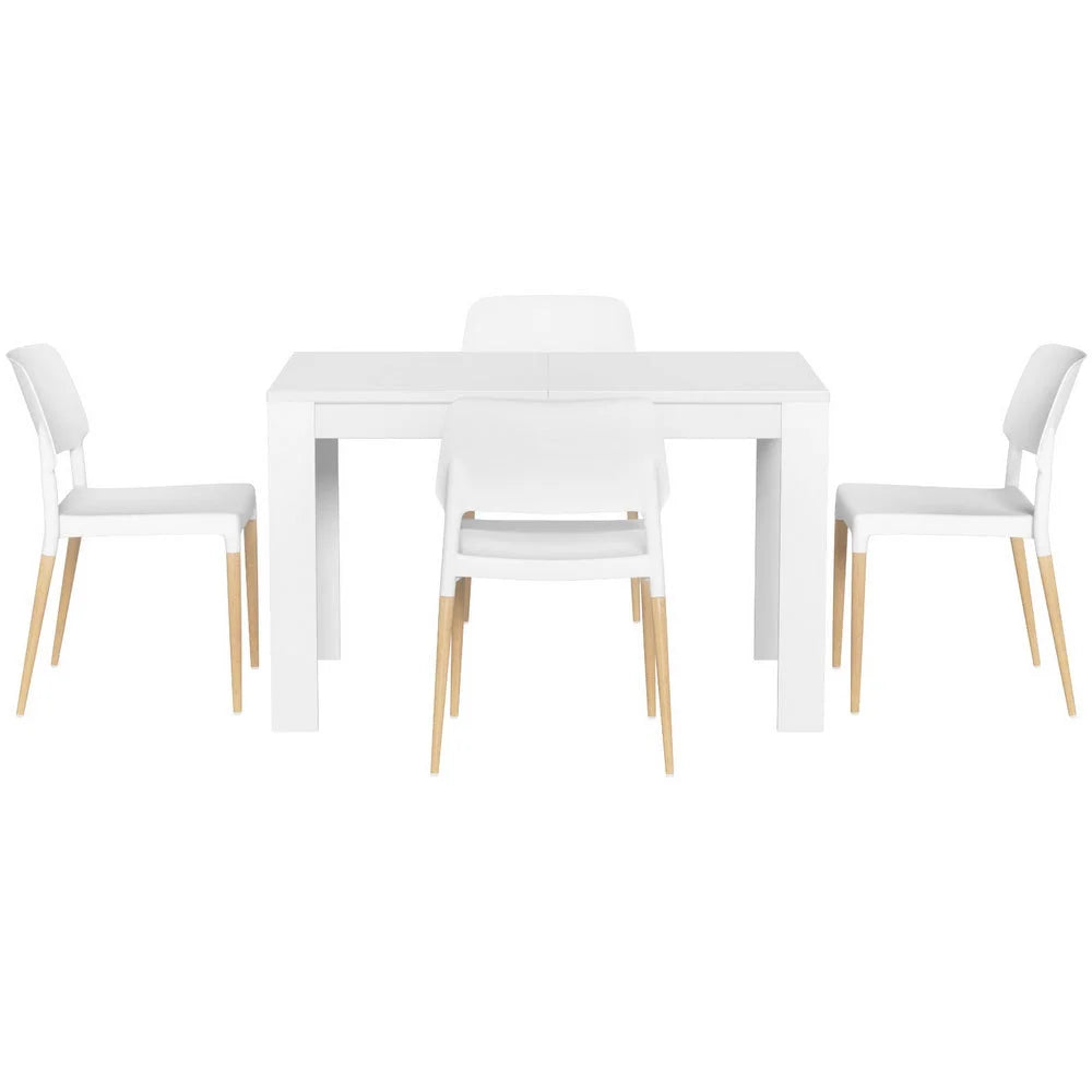 White wood dining chair set