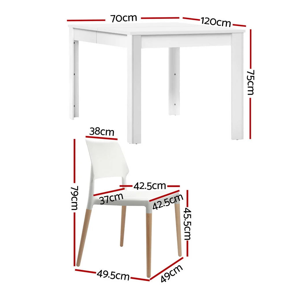 White wood dining chairs set