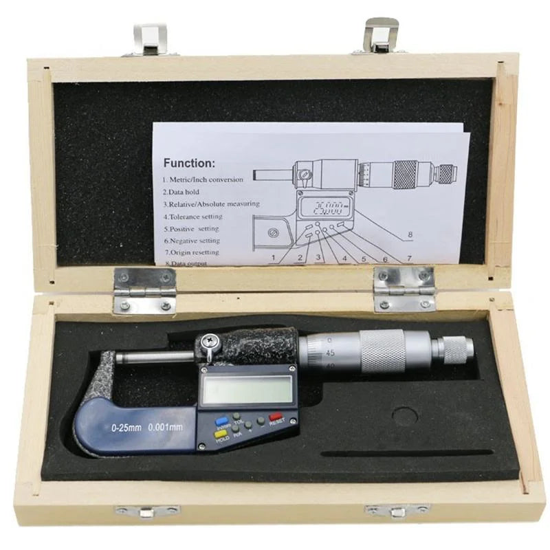 1 Inch Digital Micrometer - 25mm 0.001mm Resolution - Tools