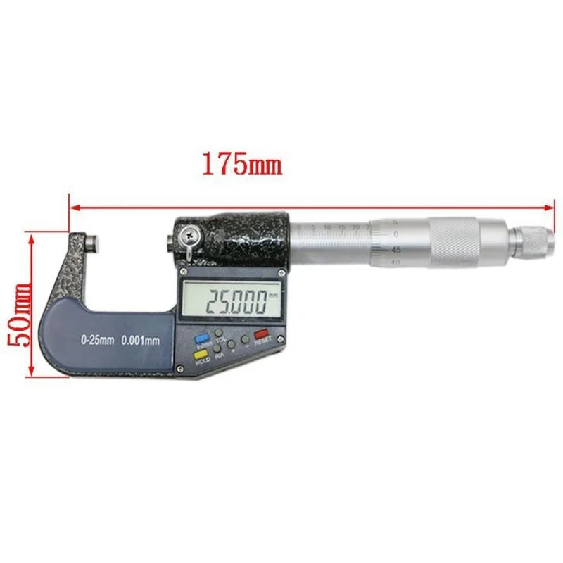 1 Inch Digital Micrometer - 25mm 0.001mm Resolution - Tools
