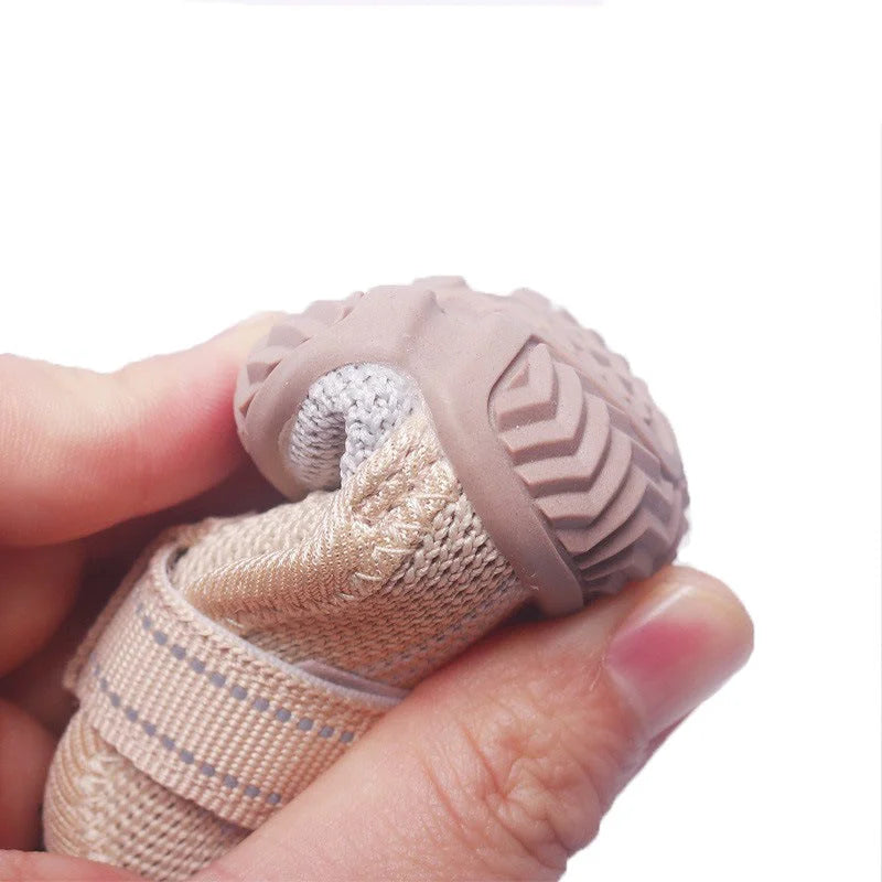 1# Khaki Breathable Woven Dog Shoes for Small to Medium