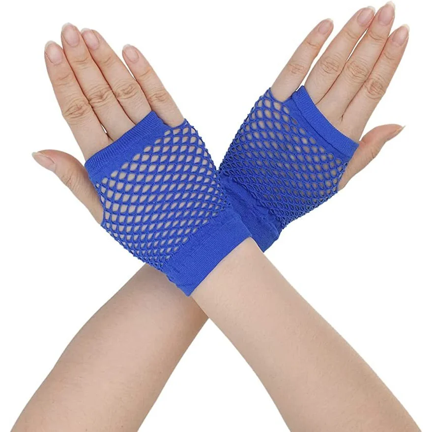 1 Pair Fishnet Gloves Fingerless Wrist Length 70s 80s