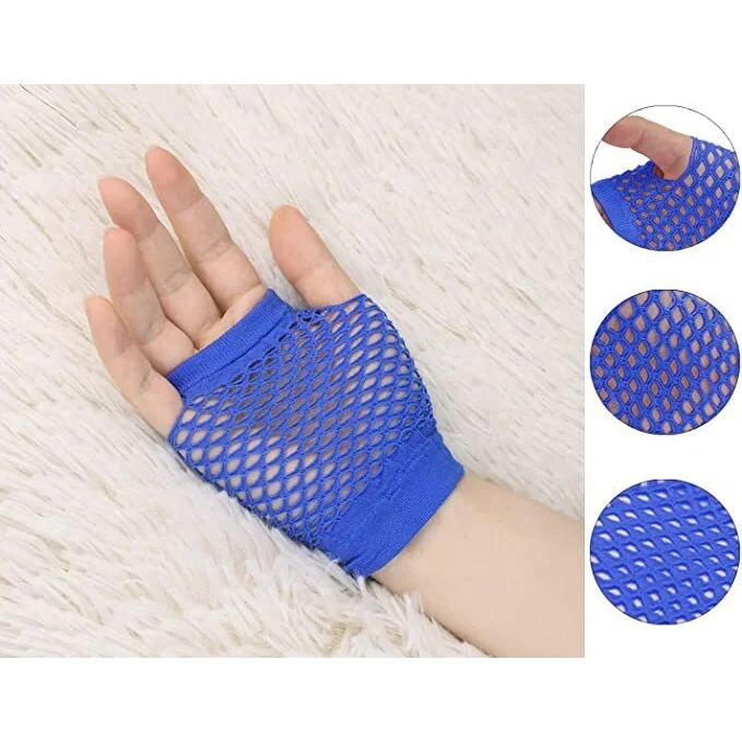 1 Pair Fishnet Gloves Fingerless Wrist Length 70s 80s
