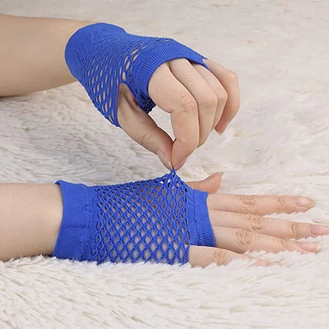 1 Pair Fishnet Gloves Fingerless Wrist Length 70s 80s