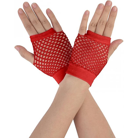 1 Pair Fishnet Gloves Fingerless Wrist Length 70s 80s