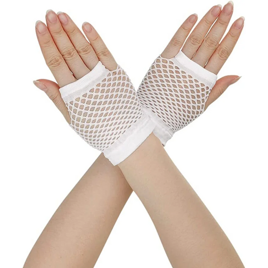 1 Pair Fishnet Gloves Fingerless Wrist Length 70s 80s