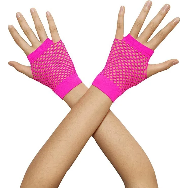 1 Pair Fishnet Gloves Fingerless Wrist Length 70s 80s