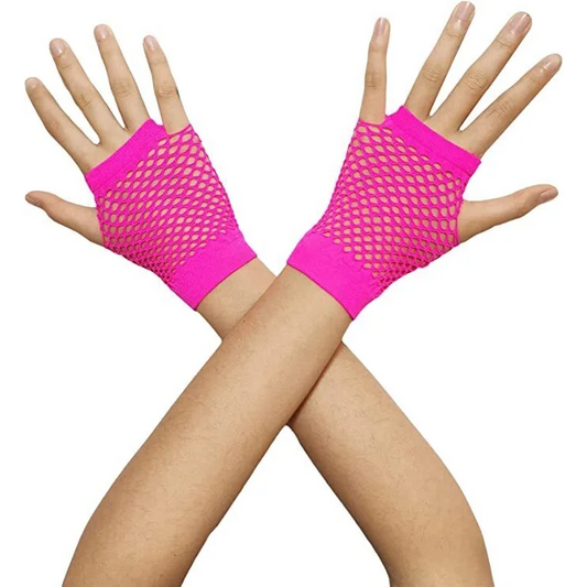 1 Pair Fishnet Gloves Fingerless Wrist Length 70s 80s