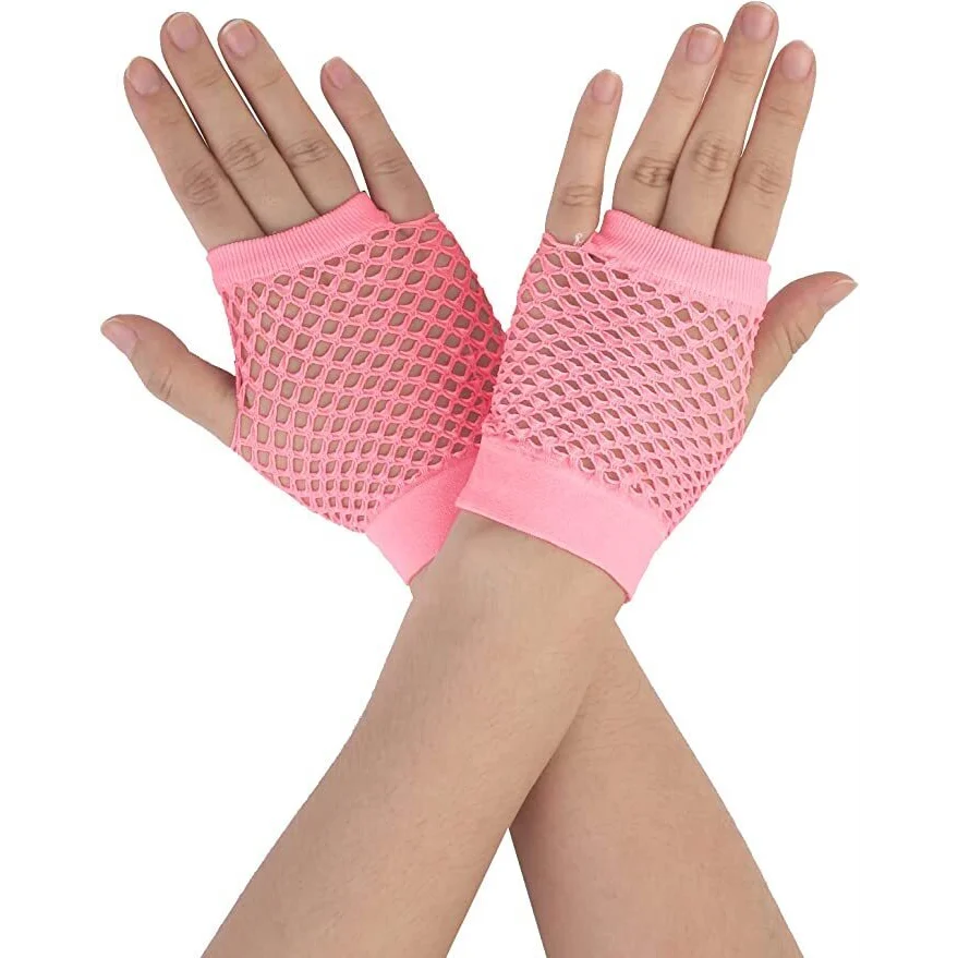 1 Pair Fishnet Gloves Fingerless Wrist Length 70s 80s